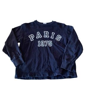 ​Zara Kids Paris 1975 Navy Blue Sweatshirt Size 9 Aesthetic Varsity Collegiate‎